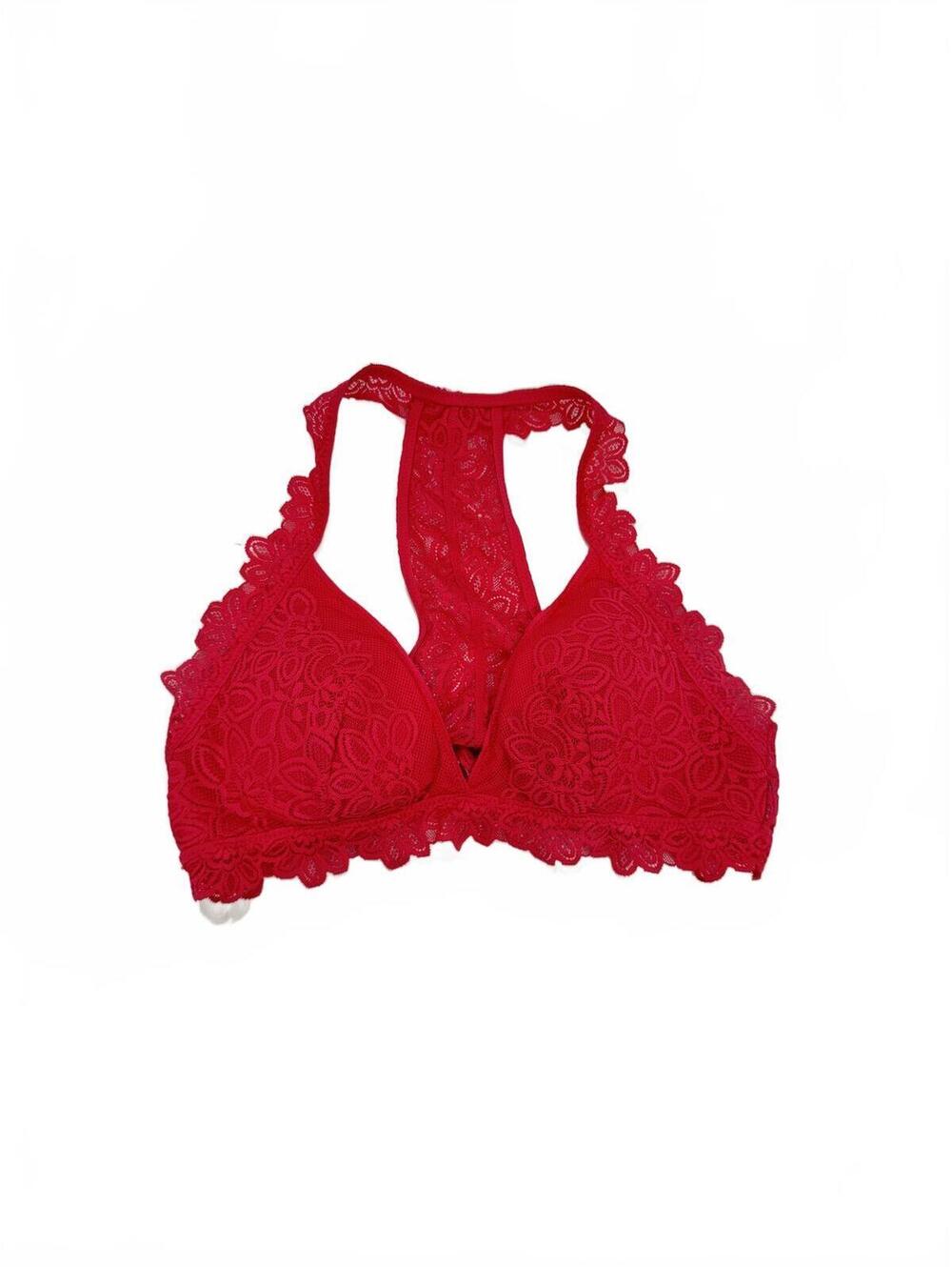 Aerie Hot Pink Floral Lace Racerback Bralette - Size Small